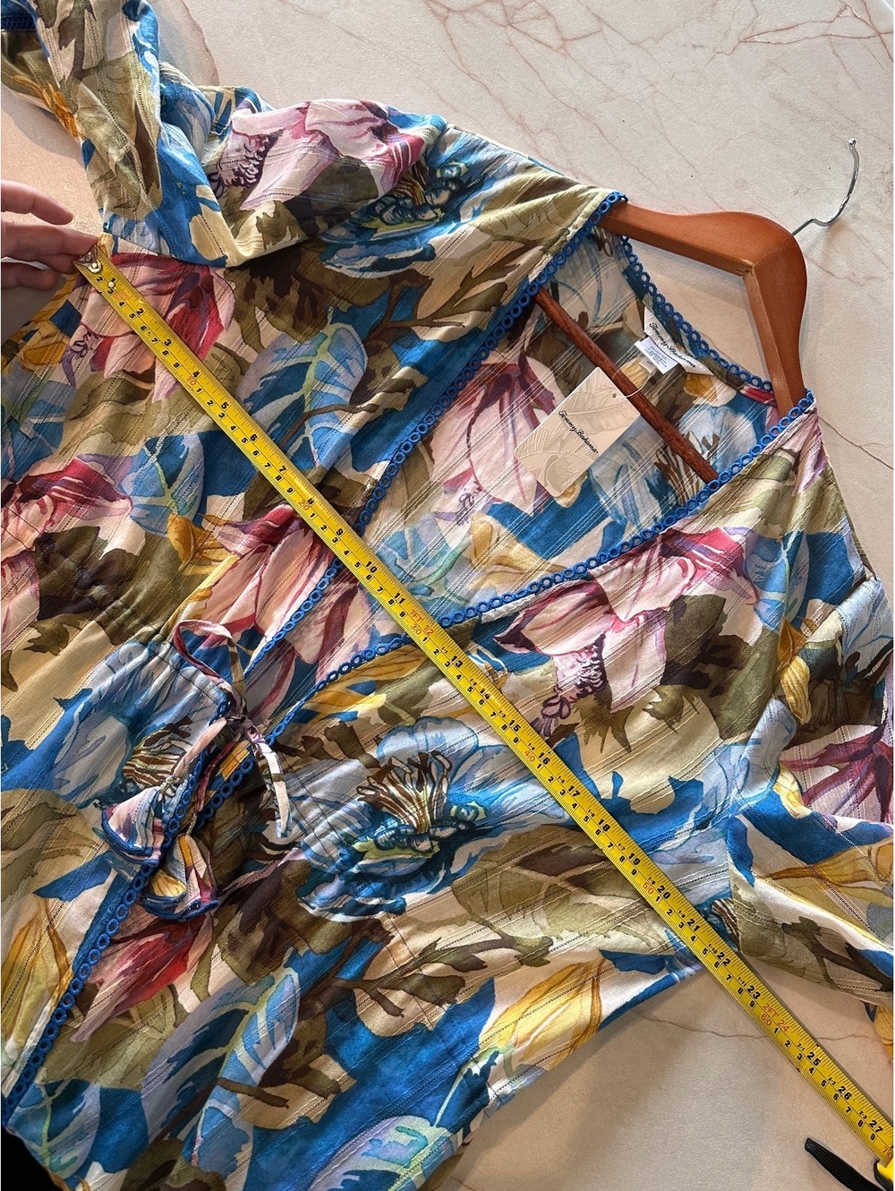 NWT Tommy Bahama Playa Marbella Open Front Beach Tunic Blue Floral Women’s Small - Picture 9 of 15